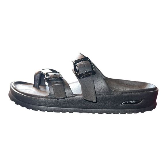 Skechers Women's Foamies Arch Fit Cali Breeze Gold Star Sandals Black 5M EUC - Picture 4 of 9